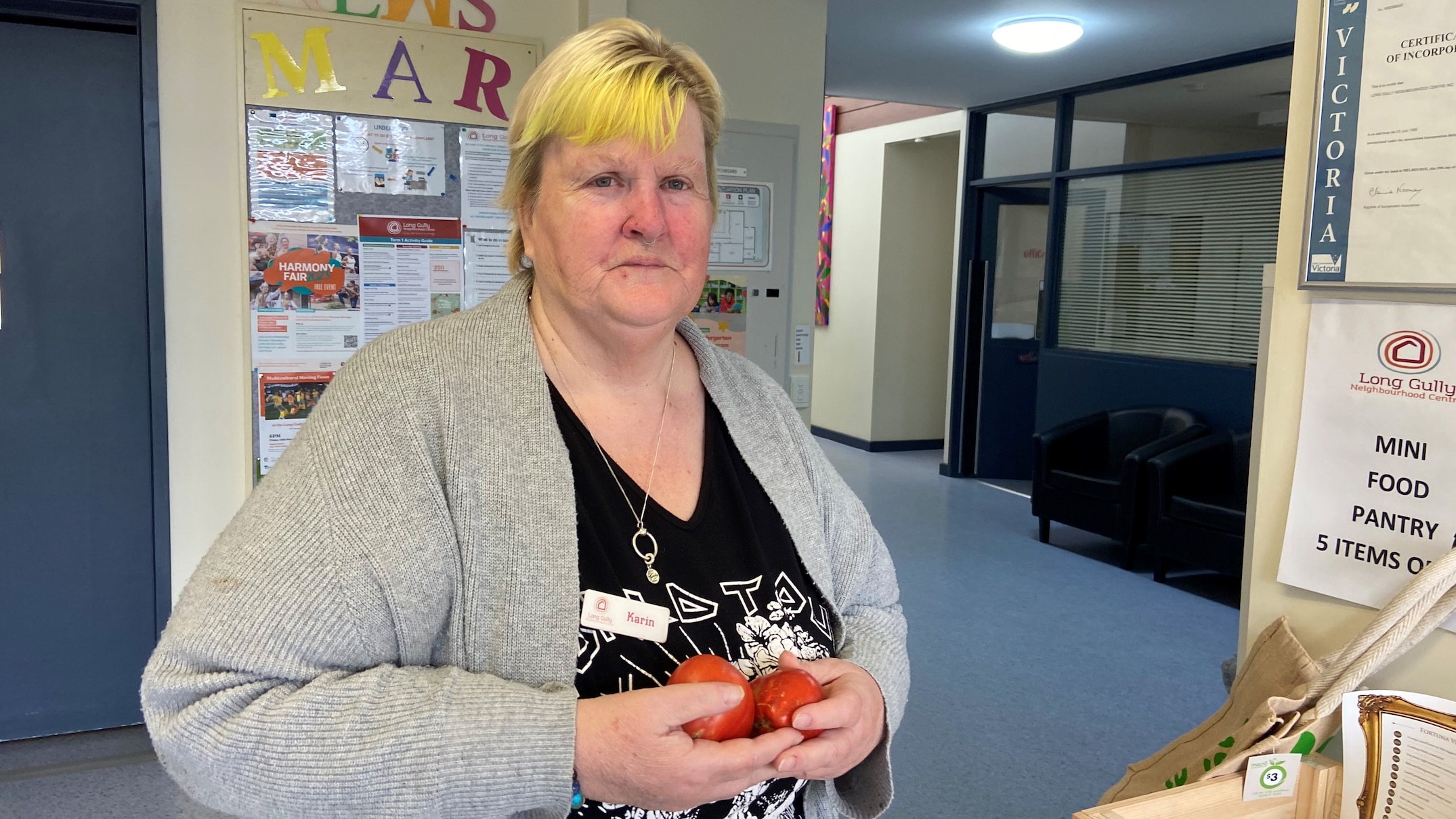 Jobseeker recipient Karin Haevecker says without the community garden, she would not have fruit or vegetables to eat. (ABC Central Victoria: Shannon Schubert)